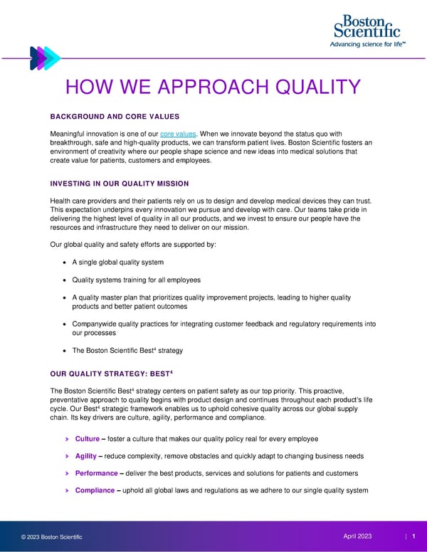 How we approach quality - Page 1